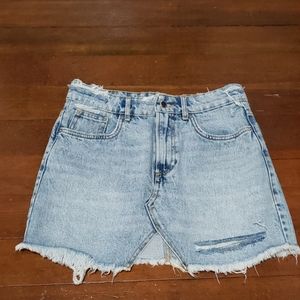 Zara distressed denim skirt